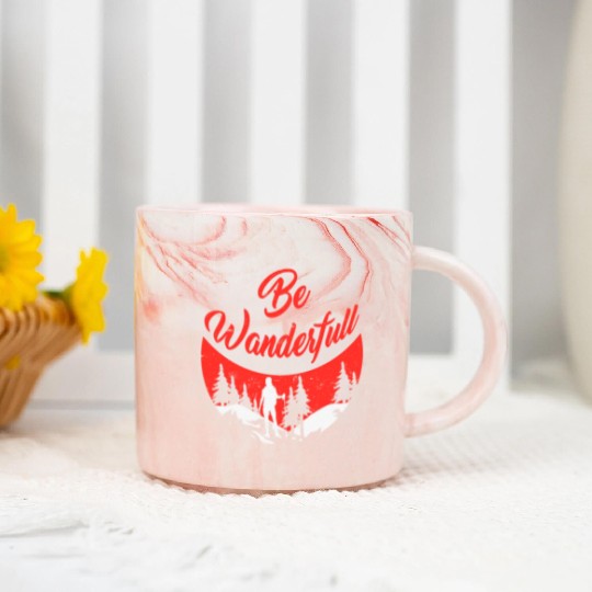 Wanderlust Be Wanderfull Mountain Fan Hiking Marble Mugs