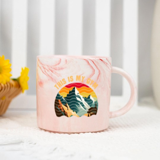 This is my Gym Mountaineer Wanderlust Mountain Marble Mugs