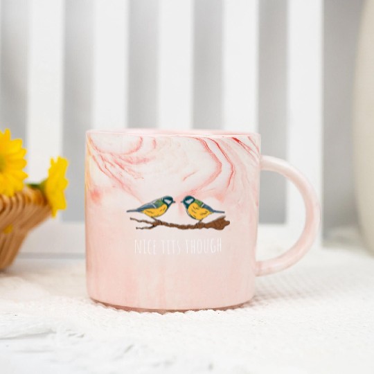 Funny Tit Bird Lover Birdwatching Birding Marble Mugs