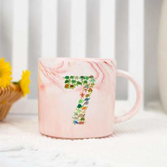 7th Birthday Sea Turtle Tortoise Theme 7 Year Old Marble Mugs
