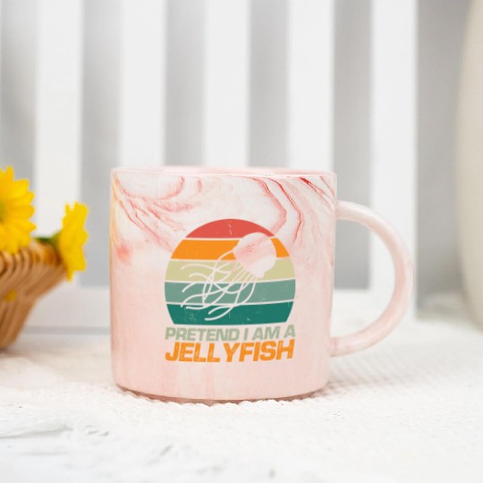 Retro Pretend I m A Jellyfish Ocean Lover Vintage Marble Mugs