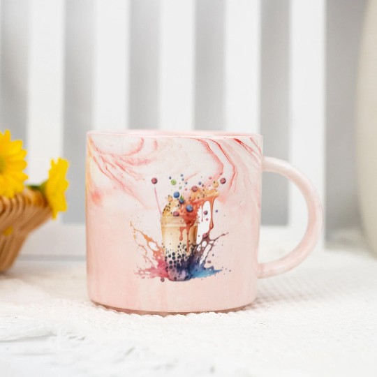 Boba Bubble Tea 6 Marble Mugs