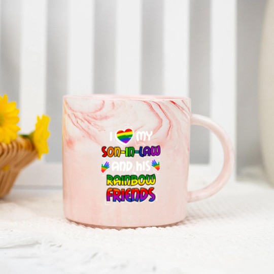 I Love My Son In Law And His Rainbow Friends Marble Mugs