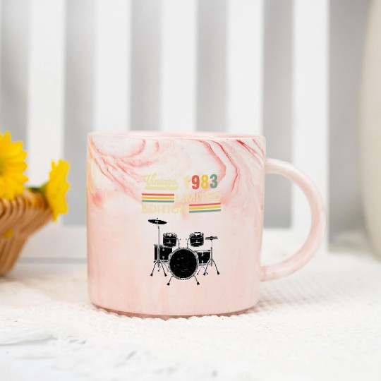 Vintage 1983 Drums 40th Birthday Drummer Marble Mugs