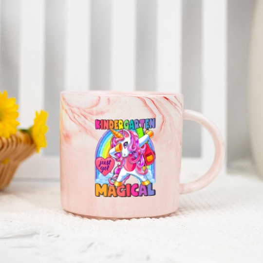 Kindergarten Magical Dabbing Unicorn Back to Schoo Marble Mugs