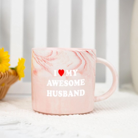 I Love My Awesome Husband Wife Just Married Marble Mugs