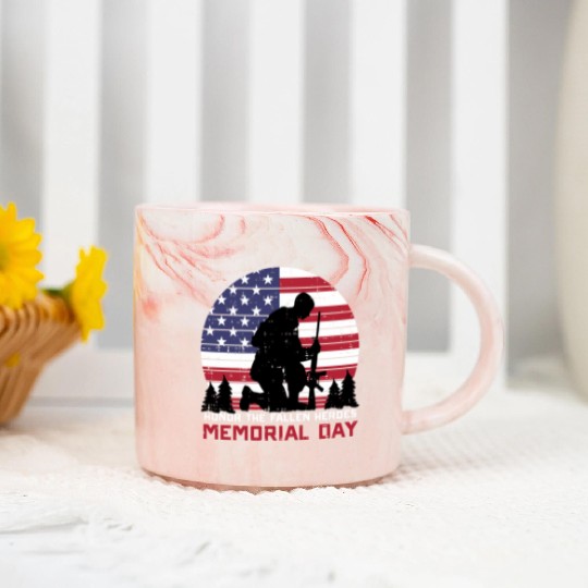 Honor The Fallen Heroes Memorial Day Us Flag Marble Mugs