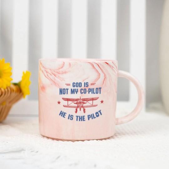 God is My Pilot Christian Aviation Merch Marble Mugs