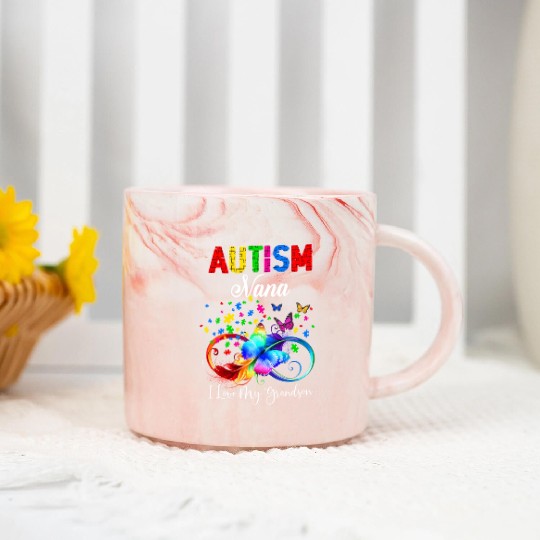 Butterfly Autism Nana I Love My Grandson Support A Marble Mugs