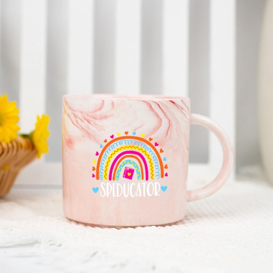 Speducator Rainbow Heart Special Education Teacher Marble Mugs