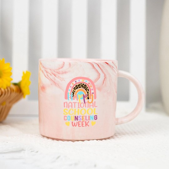 Rainbow Happy National School Counseling Week Coun Marble Mugs