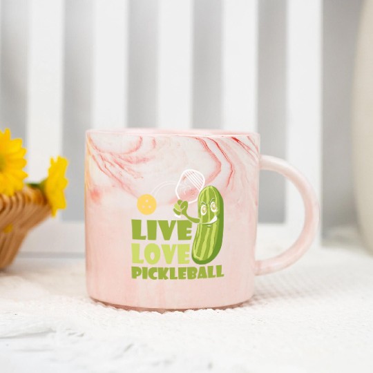 Live Love Pickleball Who Loves Pickle And Ball Marble Mugs