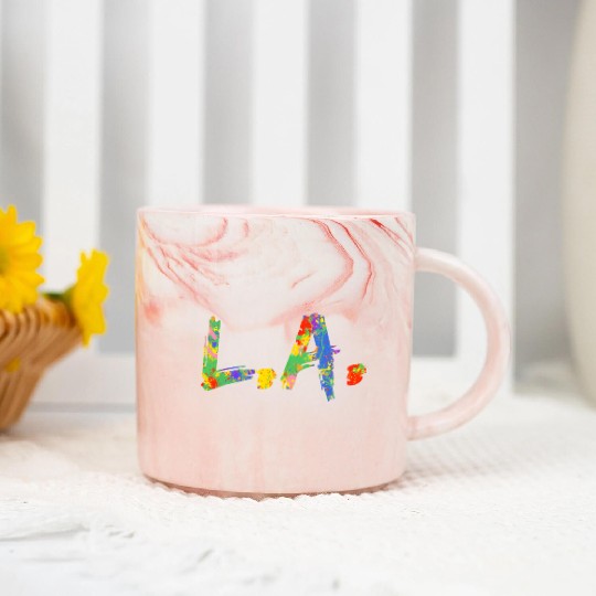 Colorful Los Angeles California Rainbow L A Marble Mugs