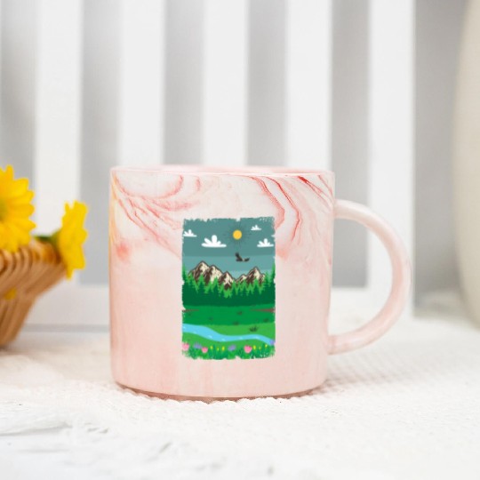 Peaceful Nature Scenery Marble Mugs