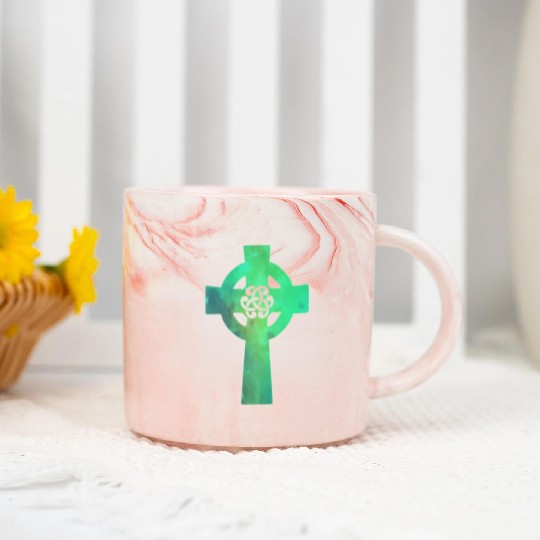 Irish Celtic Cross Knot St Patrick'S Day Christian Marble Mugs