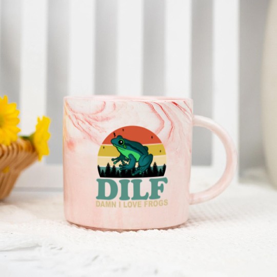 Dilf-Damn I Love Frogs Saying Frog-Amphibian Marble Mugs