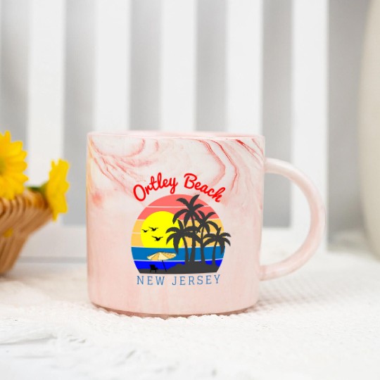Ortley Beach New Jersey Beach Sunset Marble Mugs