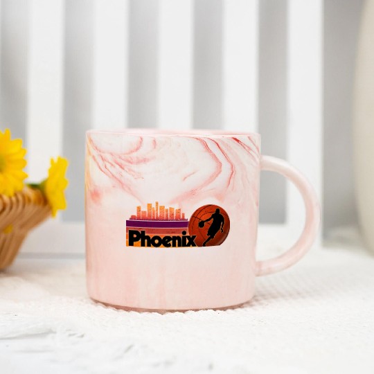 Phoenix Az Cityscape Basketball Fans Marble Mugs