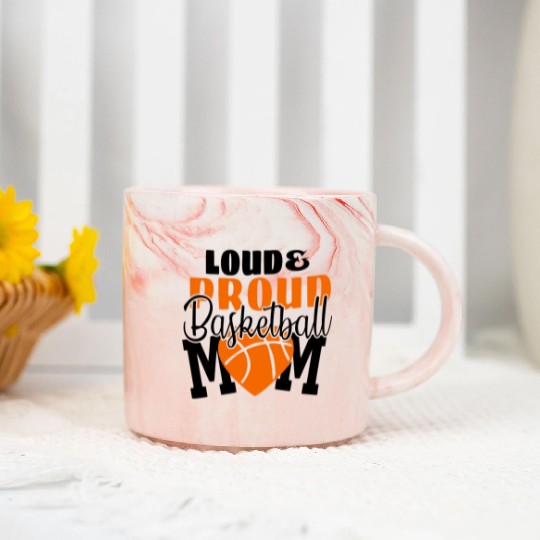 Loud Proud Basketball Mom Marble Mugs