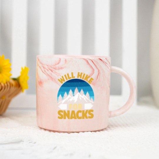 Hiker funny Mountain fan will Hike for Snacks Marble Mugs