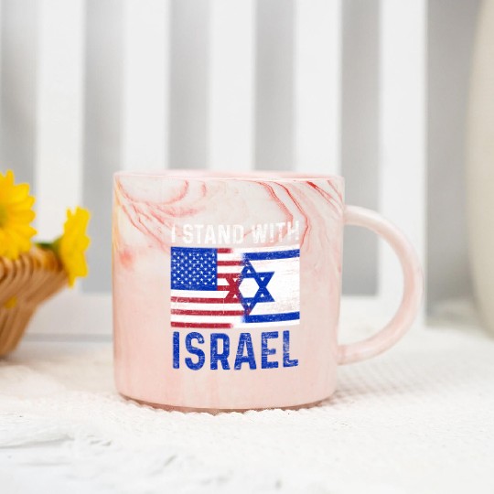 Us Flag I Stand With Israel Marble Mugs