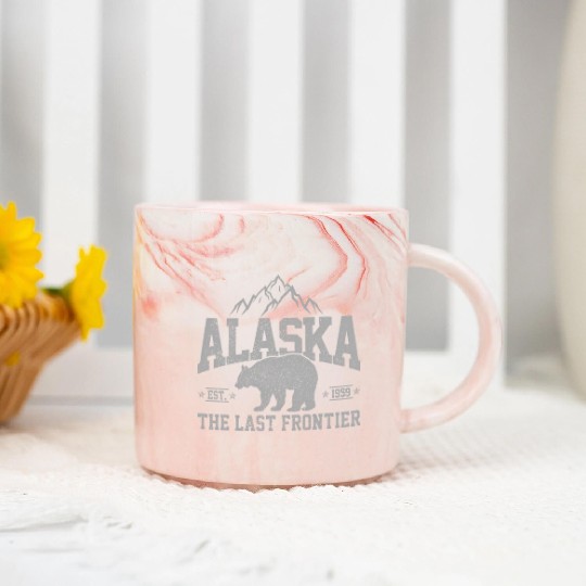 Alaska The Last Frontier Est 1959 Grizzly Bear Mou Marble Mugs