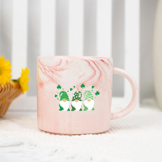 Gnomes Holding Shamrock Leopard Plaid St Patrick'S Marble Mugs
