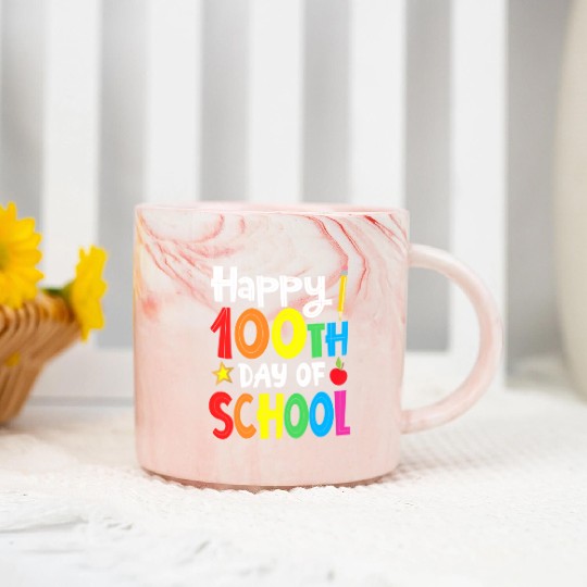 Happy 100Th Day Of School Teacher Rainbow Marble Mugs