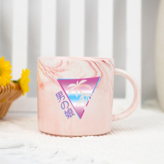 Femboy 80S 90S Palm Tree Japanese Vaporwave Aesthe Marble Mugs