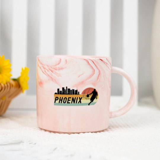 Phoenix Az Cityscape Sun Basketball Fans Marble Mugs