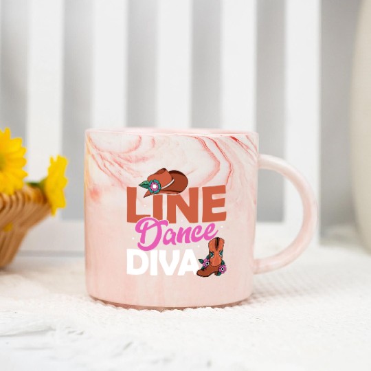 Line Dance Diva Country Music Western Marble Mugs