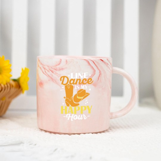 Line Dance Is My Happy Hour Western Country Music Marble Mugs