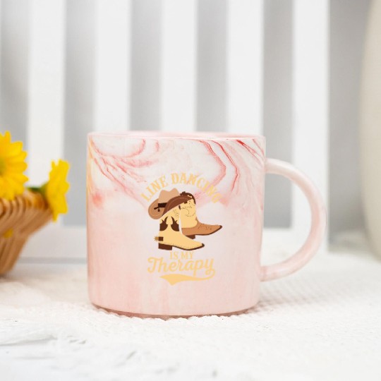 Line Dancing Is My Therapy Western Country Music Marble Mugs