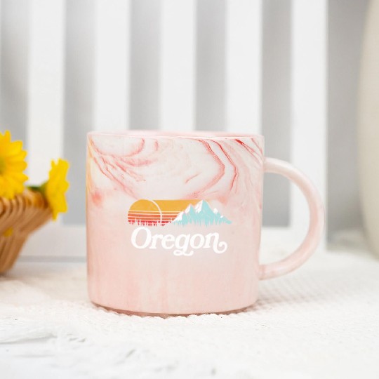 Oregon Mountains Sun Marble Mugs