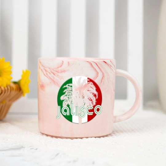 Jalisco Mexico Flag Native Palm Tree Mexican Marble Mugs
