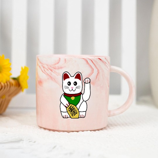 Cute Japanese Lucky Cat 1 Marble Mugs