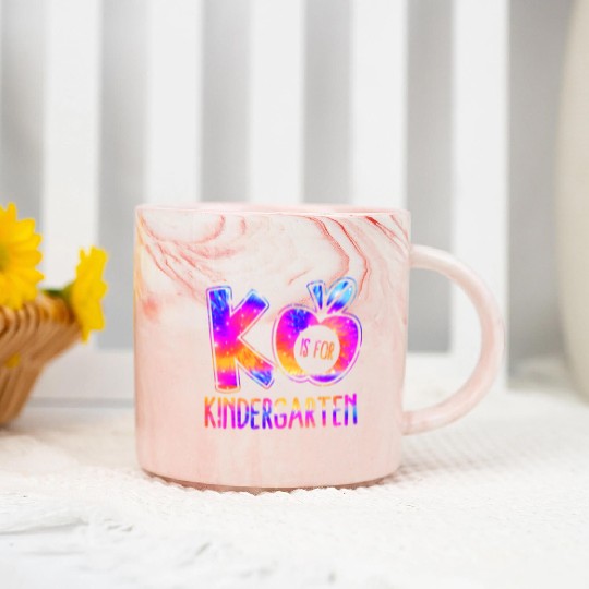 K Is For Kindergarten Teacher Tie Dye Back to Scho Marble Mugs