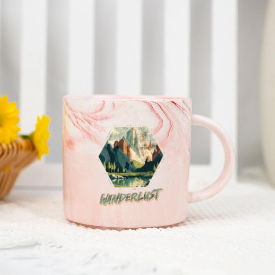 Wanderlust Mountaineer Hiking Mountain love Marble Mugs