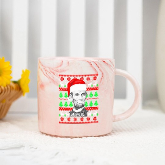 Abraham Lincoln Santa Ugly Marble Mugs
