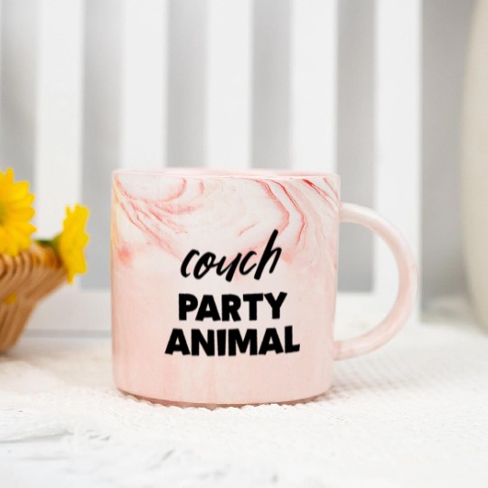 Couch Party Animal Quote Marble Mugs