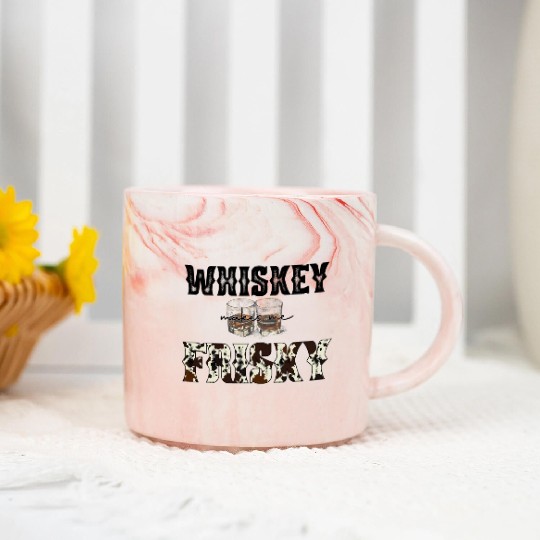 Country Western Leopard Whiskey Makes Me Frisky Marble Mugs