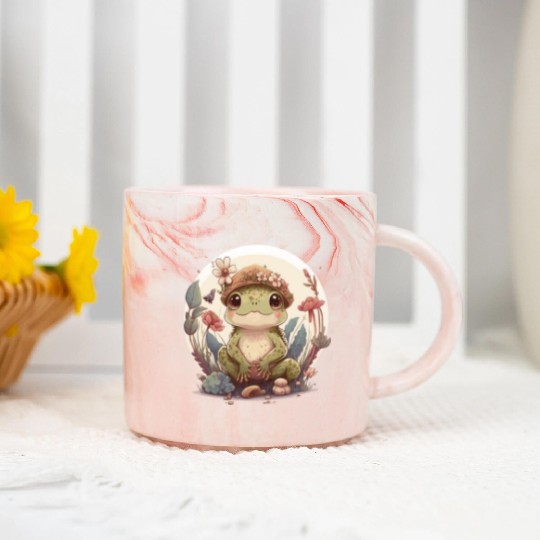 Cute Cottagecore Baby Frog Toad Frog Lovers Marble Mugs