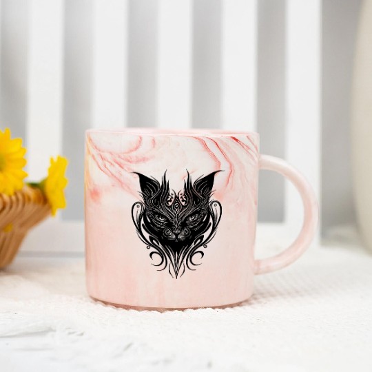 Tattoo Cat In Geometric Lines Style Marble Mugs