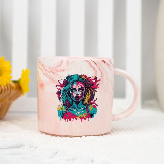 Zombie Girl Marble Mugs
