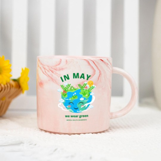 MENTAL HEALTH MATTERS We Wear Green Marble Mugs
