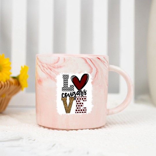 Cougars Mascot Love School Spirit Fantastic Marble Mugs