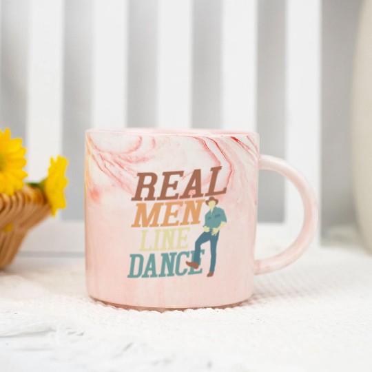Real Men Line Dance Country Music Western Marble Mugs