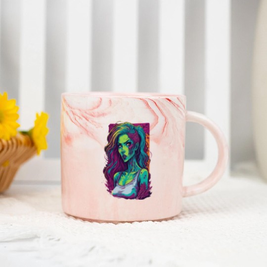 Zombie Girl Marble Mugs