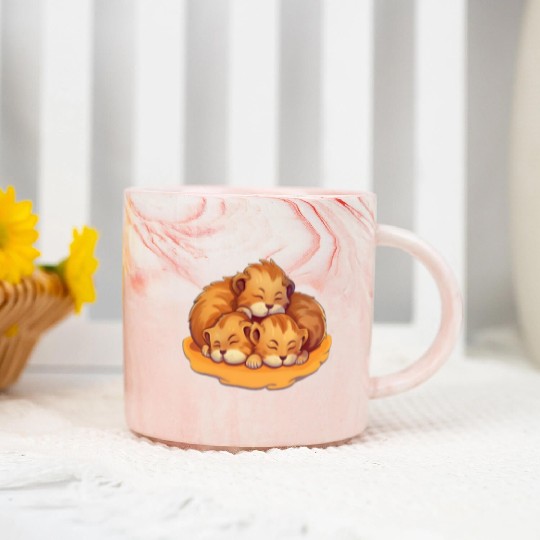 Sleeping lion cubs Marble Mugs