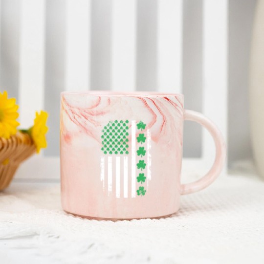 US American Flag With Shamrocks for St Patricks da Marble Mugs